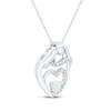 Thumbnail Image 2 of Heart-Shaped Lab-Created Opal & White Lab-Created Sapphire Mother & Child Heart Necklace Sterling Silver 18"