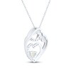 Thumbnail Image 3 of Heart-Shaped Lab-Created Opal & White Lab-Created Sapphire Mother & Child Heart Necklace Sterling Silver 18"
