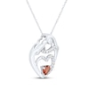 Thumbnail Image 2 of Heart-Shaped Garnet & White Lab-Created Sapphire Mother & Child Heart Necklace Sterling Silver 18"