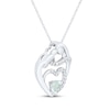 Thumbnail Image 2 of Heart-Shaped Aquamarine & White Lab-Created Sapphire Mother & Child Heart Necklace Sterling Silver 18"