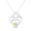 Thumbnail Image 1 of Heart-Shaped Peridot & White Lab-Created Sapphire Mother & Child Heart Necklace Sterling Silver 18"