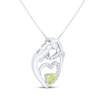 Thumbnail Image 2 of Heart-Shaped Peridot & White Lab-Created Sapphire Mother & Child Heart Necklace Sterling Silver 18"