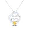 Thumbnail Image 1 of Heart-Shaped Citrine & White Lab-Created Sapphire Mother & Child Heart Necklace Sterling Silver 18"