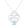 Thumbnail Image 1 of Heart-Shaped Swiss Blue Topaz & White Lab-Created Sapphire Mother & Child Heart Necklace Sterling Silver 18"