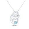 Thumbnail Image 2 of Heart-Shaped Swiss Blue Topaz & White Lab-Created Sapphire Mother & Child Heart Necklace Sterling Silver 18"