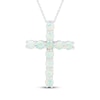 Thumbnail Image 1 of Lab-Created Opal Cross Necklace Sterling Silver 18"