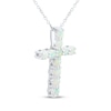 Thumbnail Image 2 of Lab-Created Opal Cross Necklace Sterling Silver 18"