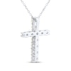 Thumbnail Image 3 of Lab-Created Opal Cross Necklace Sterling Silver 18"
