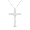 Thumbnail Image 1 of Heart-Shaped Lab-Created Opal & White Lab-Created Sapphire Cross Necklace Sterling Silver 18"