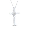 Thumbnail Image 3 of Heart-Shaped Lab-Created Opal & White Lab-Created Sapphire Cross Necklace Sterling Silver 18"
