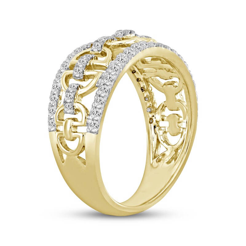 Main Image 2 of Diamond Semi-Circle Link Ring 1/2 ct tw 10K Yellow Gold