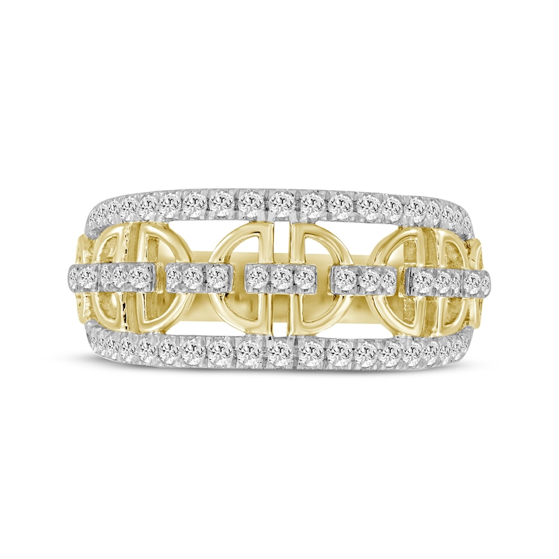 Main Image 3 of Diamond Semi-Circle Link Ring 1/2 ct tw 10K Yellow Gold
