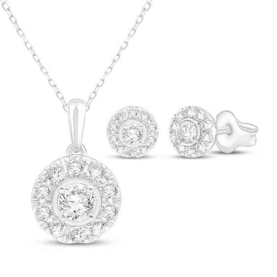 KAY Lab-Grown Diamonds Halo Gift Set 1-1/2 ct tw 10K White Gold