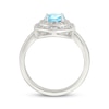 Thumbnail Image 3 of Swiss Blue Topaz & White Lab-Created Sapphire Double Halo Ring Sterling Silver