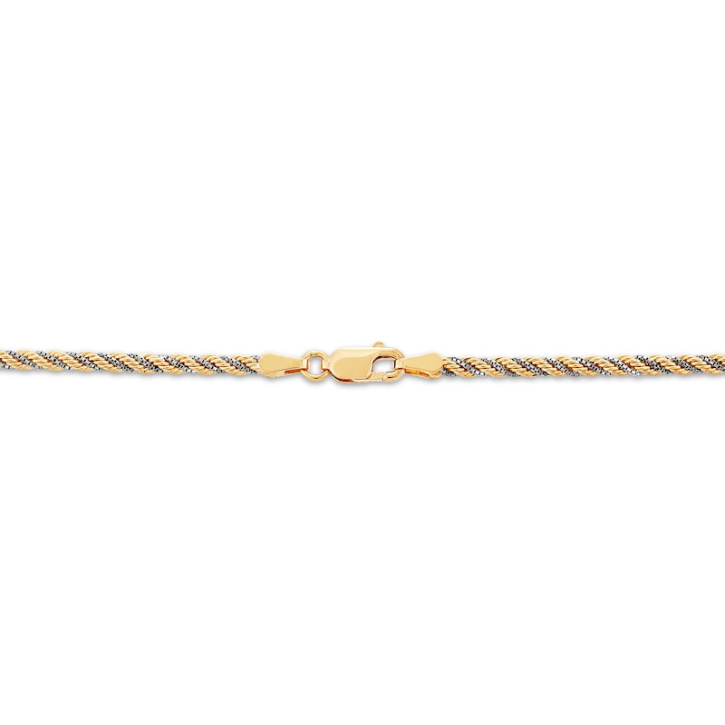 Main Image 2 of Rope & Box Chain Necklace 2.46mm Hollow 10K Two-Tone Gold 18"
