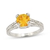 Thumbnail Image 1 of Cushion-Cut Citrine & White Lab-Created Sapphire Ring Sterling Silver