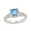 Thumbnail Image 1 of Cushion-Cut Swiss Blue Topaz & White Lab-Created Sapphire Ring Sterling Silver