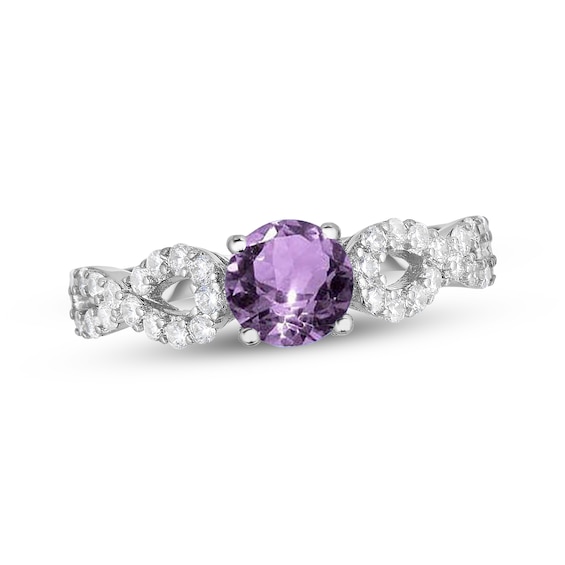 Amethyst & White Lab-Created Sapphire Ring Sterling Silver