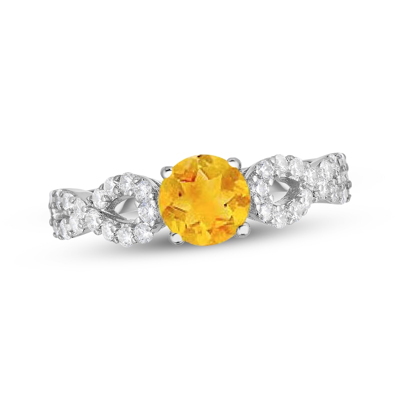 Main Image 1 of Citrine & White Lab-Created Sapphire Ring Sterling Silver