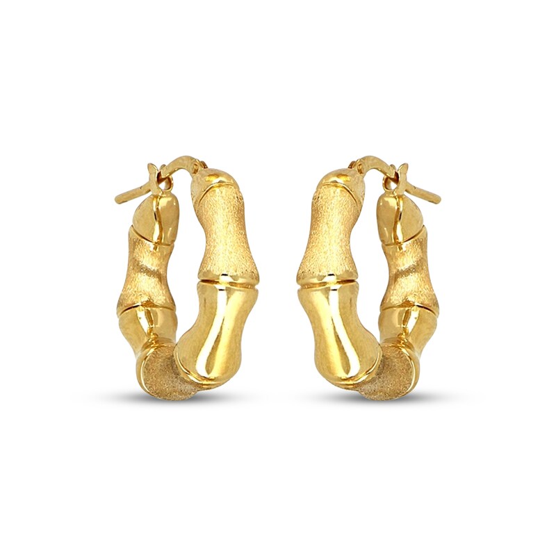 Main Image 2 of Hollow Bamboo Hoop Earrings 14K Gold