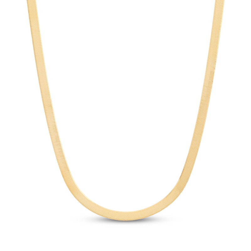 Main Image 1 of Herringbone Chain Necklace 3mm Solid 10K Yellow Gold 22"