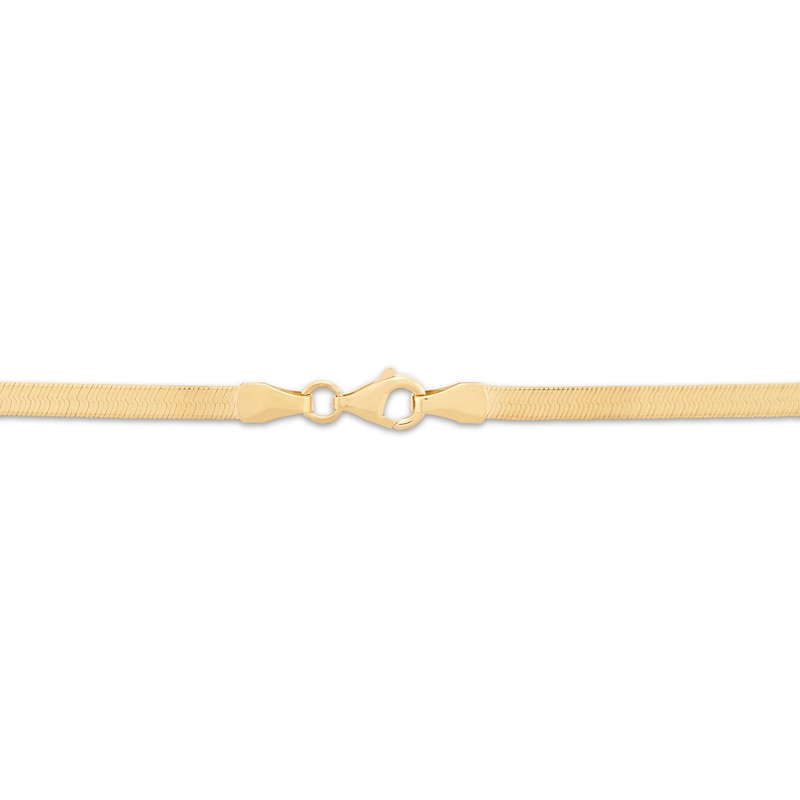Main Image 3 of Herringbone Chain Necklace 3mm Solid 10K Yellow Gold 22"
