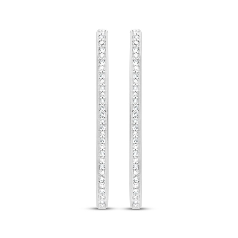 Main Image 2 of Diamond Elongated Hoop Earrings 1/10 ct tw Sterling Silver