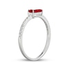 Thumbnail Image 2 of Baguette-Cut Lab-Created Ruby & White Lab-Created Sapphire Ring Sterling Silver