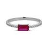 Thumbnail Image 3 of Baguette-Cut Lab-Created Ruby & White Lab-Created Sapphire Ring Sterling Silver