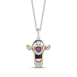 Disney Treasures Winnie the Pooh "Tigger" Lab-Created Sapphire Necklace 1/20 ct tw Diamonds Sterling Silver & 10K Gold