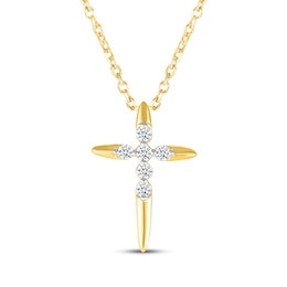 Diamond Cross Necklace 1/8 ct tw 10K Yellow Gold 18"