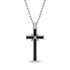 Thumbnail Image 1 of Men's Black Enamel Cross Necklace Stainless Steel 22"