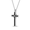 Thumbnail Image 2 of Men's Black Enamel Cross Necklace Stainless Steel 22"