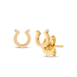 Horseshoe Stud Earrings 14K Yellow Gold