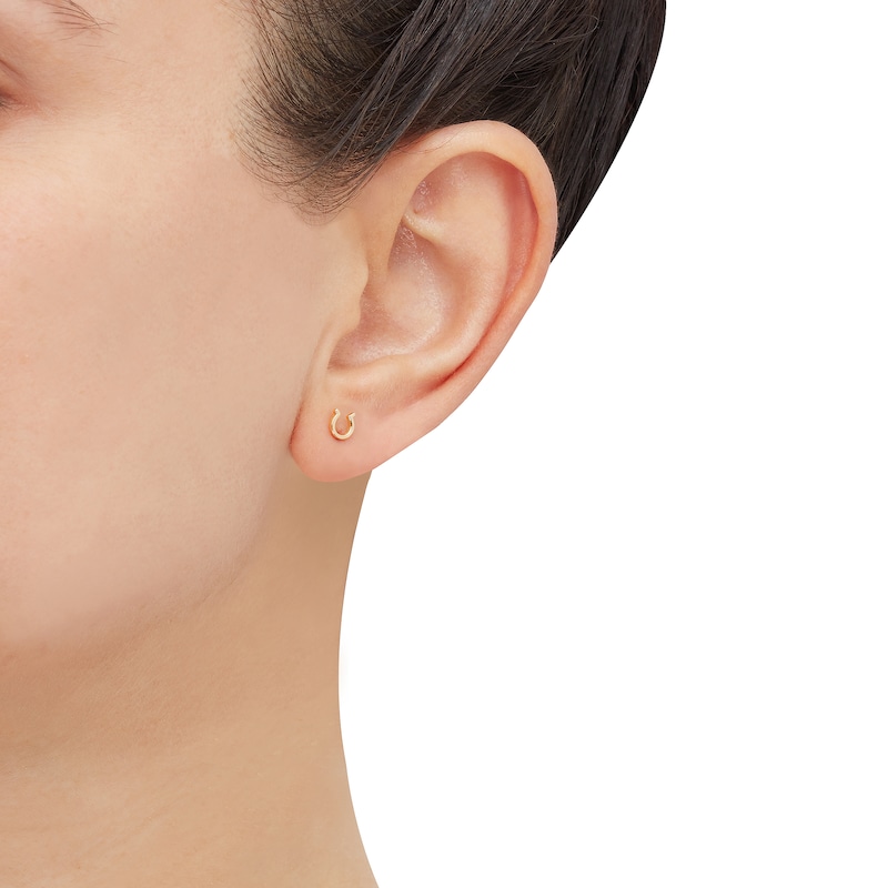Main Image 4 of Horseshoe Stud Earrings 14K Yellow Gold