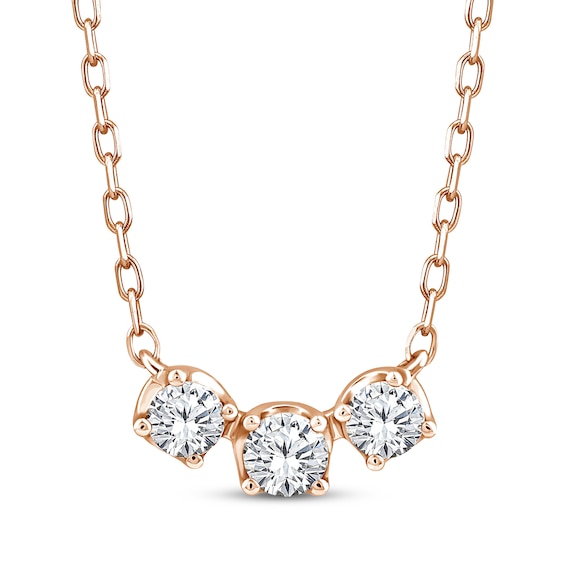 Memories Moments Magic Diamond Three-Stone Necklace 1/3 ct tw 10K Rose Gold 18"
