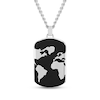 Thumbnail Image 1 of Men's World Map Dog Tag Necklace Stainless Steel with Black & White Ion Plating 24"
