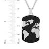 Thumbnail Image 4 of Men's World Map Dog Tag Necklace Stainless Steel with Black & White Ion Plating 24"