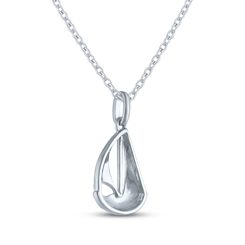 Main Image 4 of Sailboat Necklace with Diamond Accents Sterling Silver 18"