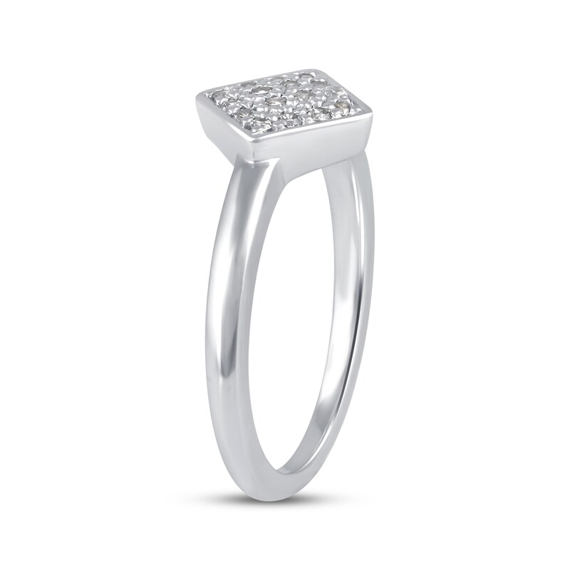 Main Image 3 of Multi-Diamond Pavé Tilted Square Fashion Ring 1/6 ct tw Sterling Silver