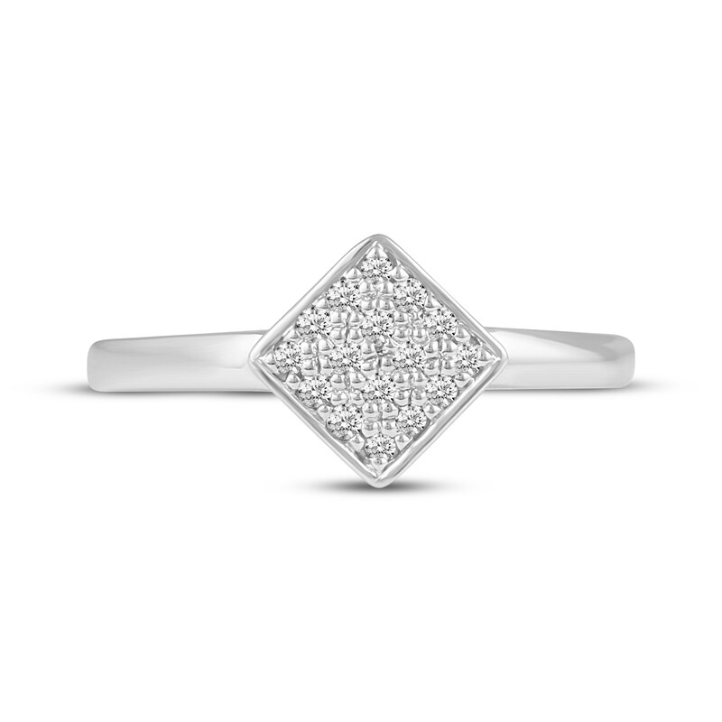 Main Image 4 of Multi-Diamond Pavé Tilted Square Fashion Ring 1/6 ct tw Sterling Silver