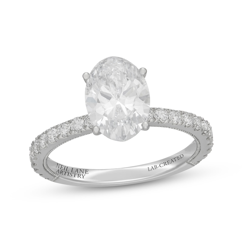 Main Image 1 of Neil Lane Artistry Oval-Cut Lab-Grown Diamond Hidden Halo Engagement Ring 2-1/2 ct tw 14K White Gold