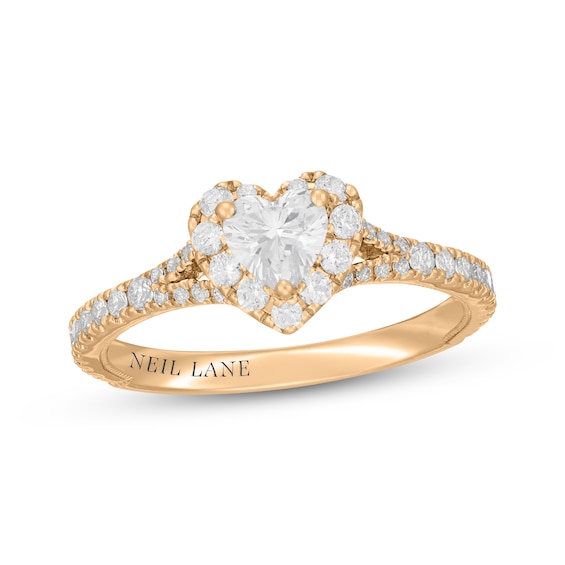 Neil Lane Heart-Shaped Diamond Halo Engagement Ring 7/8 ct tw 14K White Gold