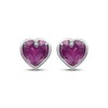Thumbnail Image 2 of Heart-Shaped Pink Lab-Created Sapphire Stud Earrings Sterling Silver