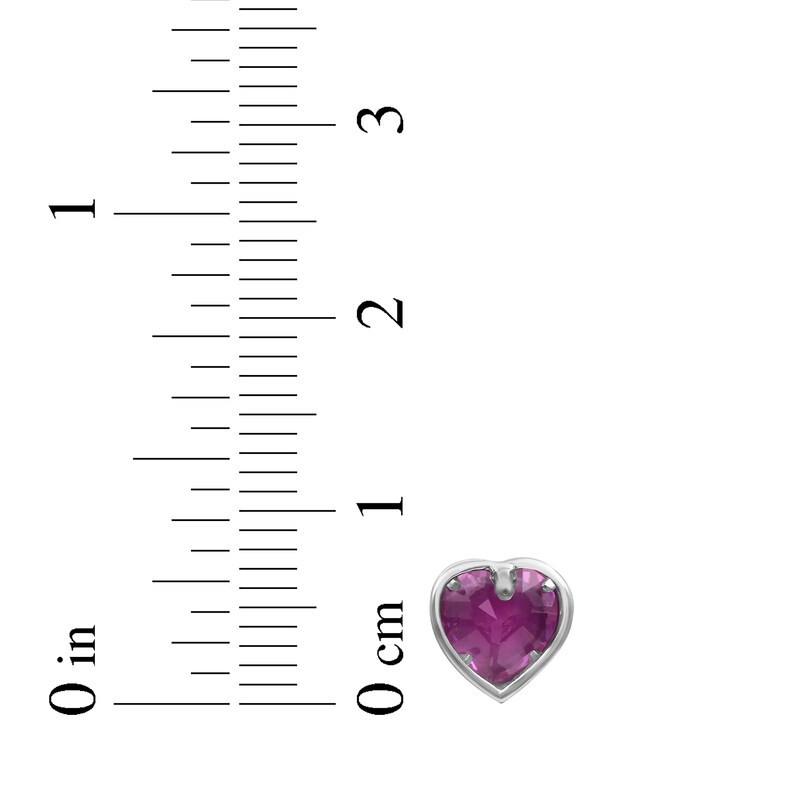 Main Image 4 of Heart-Shaped Pink Lab-Created Sapphire Stud Earrings Sterling Silver