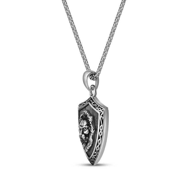 Main Image 2 of Men's Picasso Jasper Lion & Shield Necklace Stainless Steel 24"