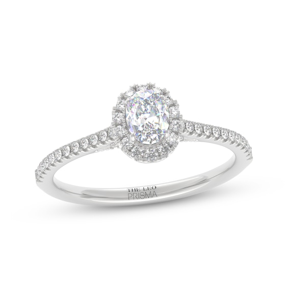 THE LEO Prisma Diamond Oval-Cut Halo Engagement Ring 1/2 ct tw 14K White Gold