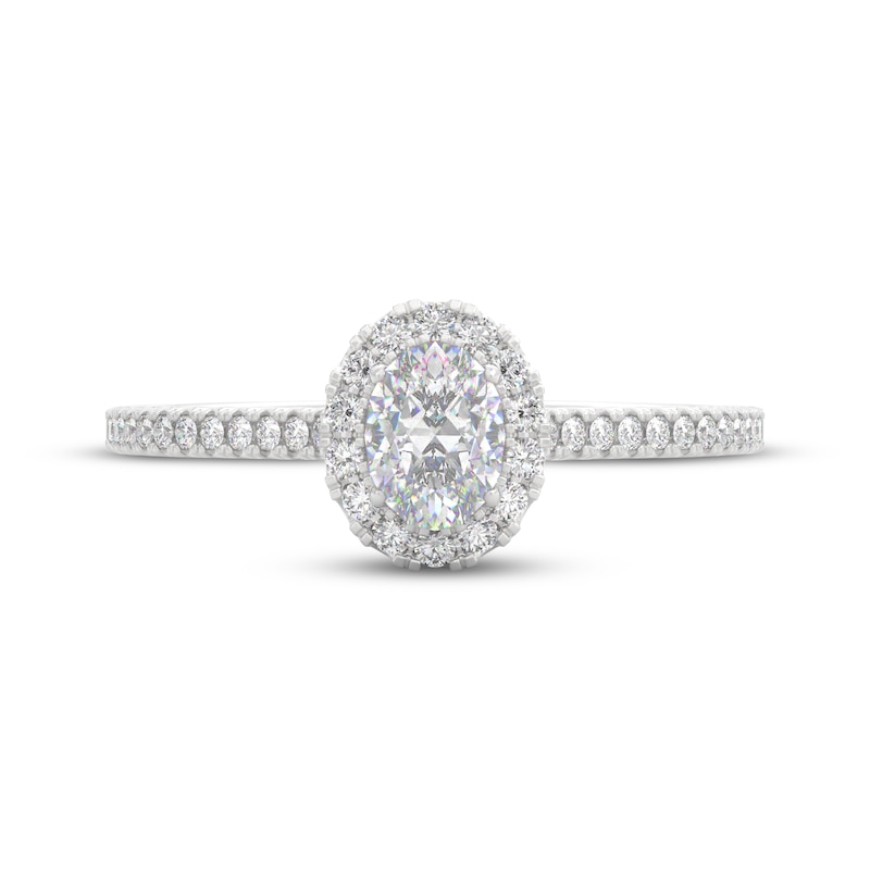 Main Image 3 of THE LEO Prisma Diamond Oval-Cut Halo Engagement Ring 1/2 ct tw 14K White Gold