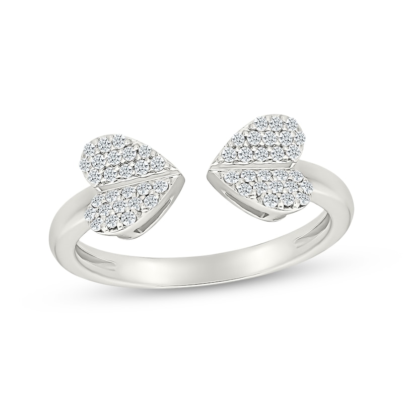 Main Image 1 of Diamond Double Heart Open Ring 1/5 ct tw Sterling Silver
