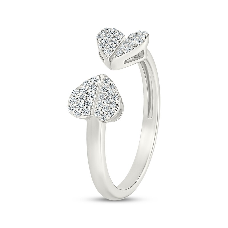 Main Image 2 of Diamond Double Heart Open Ring 1/5 ct tw Sterling Silver